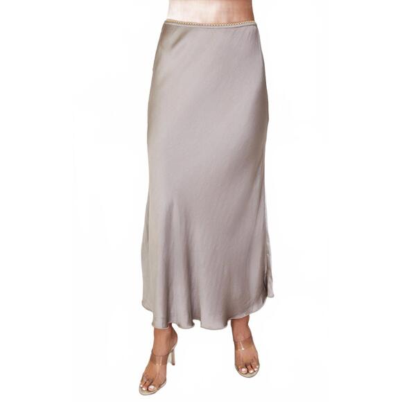 MILIO MILANO Dresses & Skirts - Satin Midi Slip Skirt - Grey